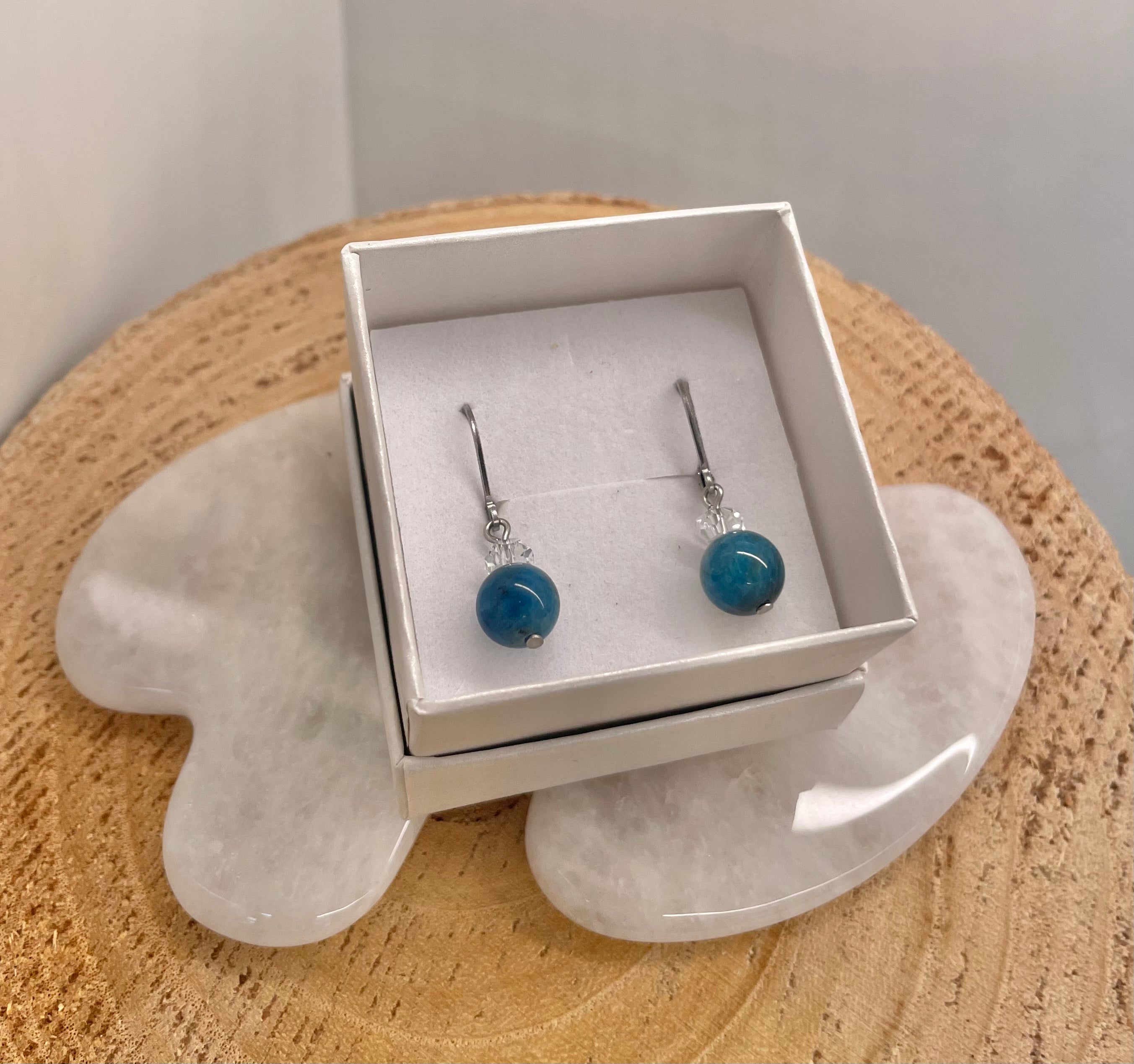 Apatit 8mm + Crystal disc - Earrings